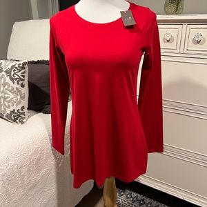J. Jill Red Pima Cotton Long Sleeve T-Shirt